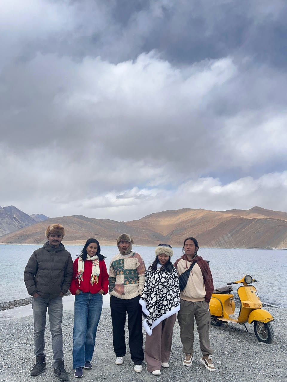 Suchanda's group near a Ladakh lake